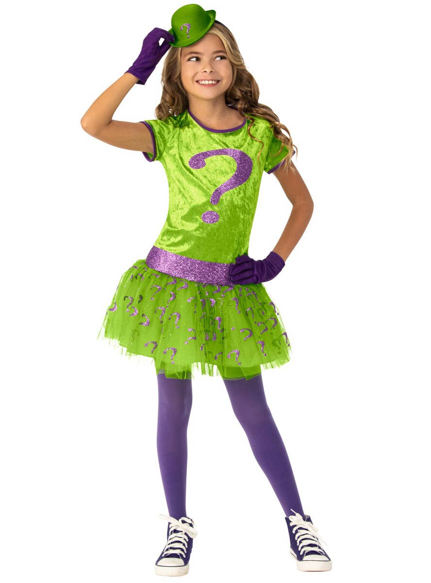 Image of The Riddler Girl's Deluxe DC Comics Villain Costume - Main Image