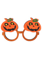 Image of Glittery Orange Halloween Pumpkin Costume Glasses