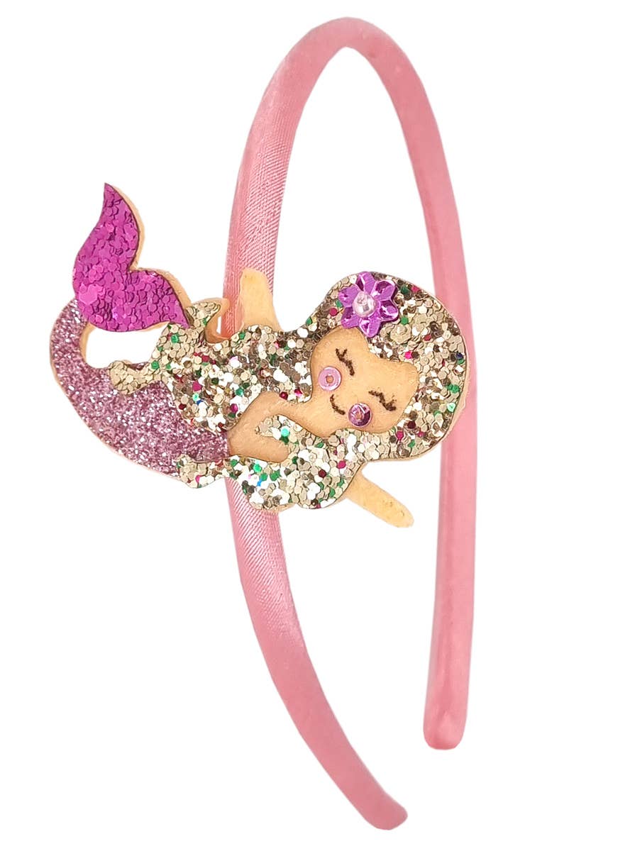 Chunky Glitter Pink Mermaid Girl's Costume Headband - Main Image
