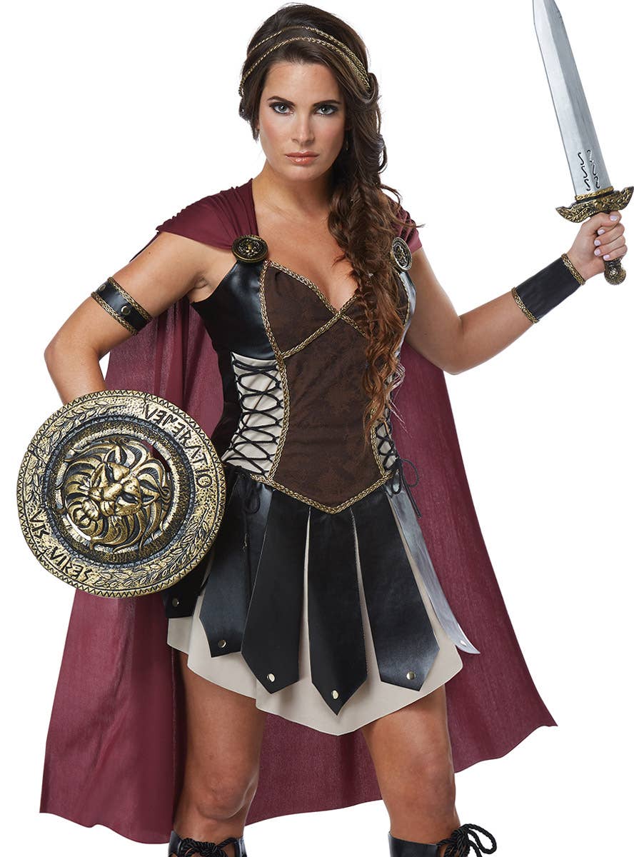 Image of Glorious Gladiator Princess Women's Fancy Dress Costume - Close Front View