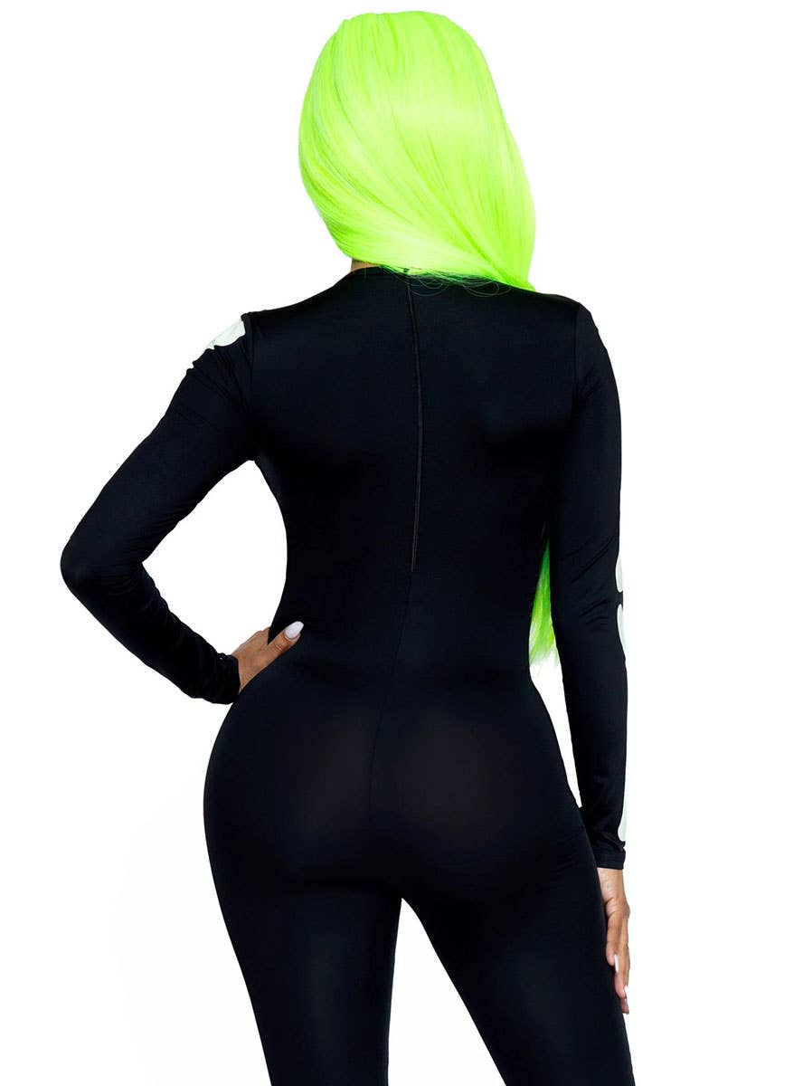 Women's Sexy Skeleton Jumpsuit Costume Close Back Image