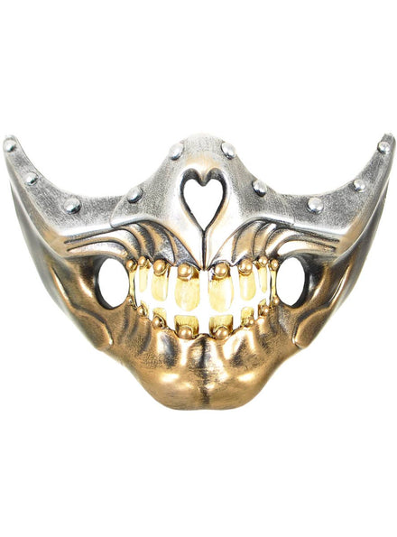 Image of Half Face Silver and Gold Skeleton Halloween Mask