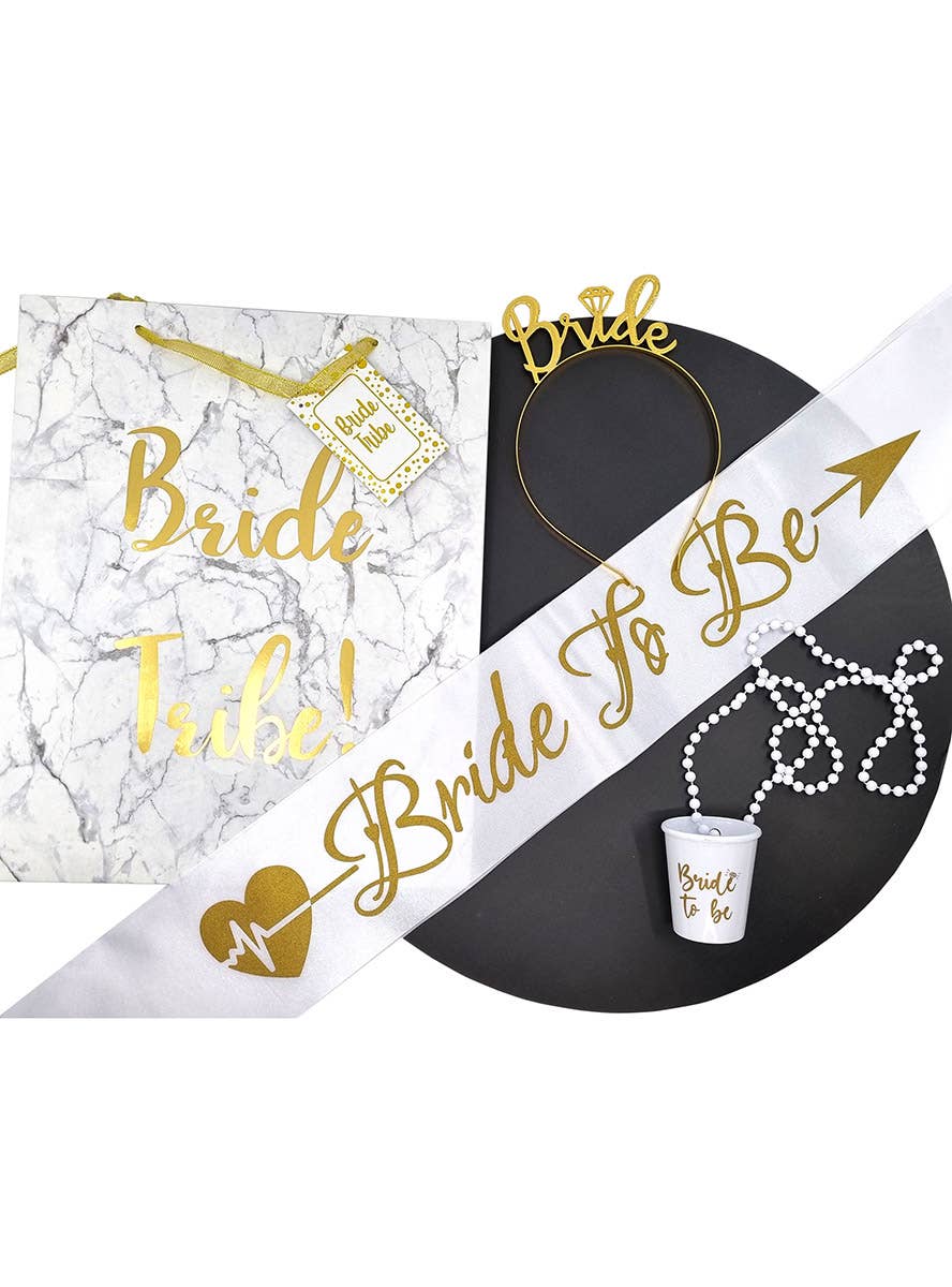 Image of Solid Gold Metal Hen's Night Bride Headband - Alternate Image 2