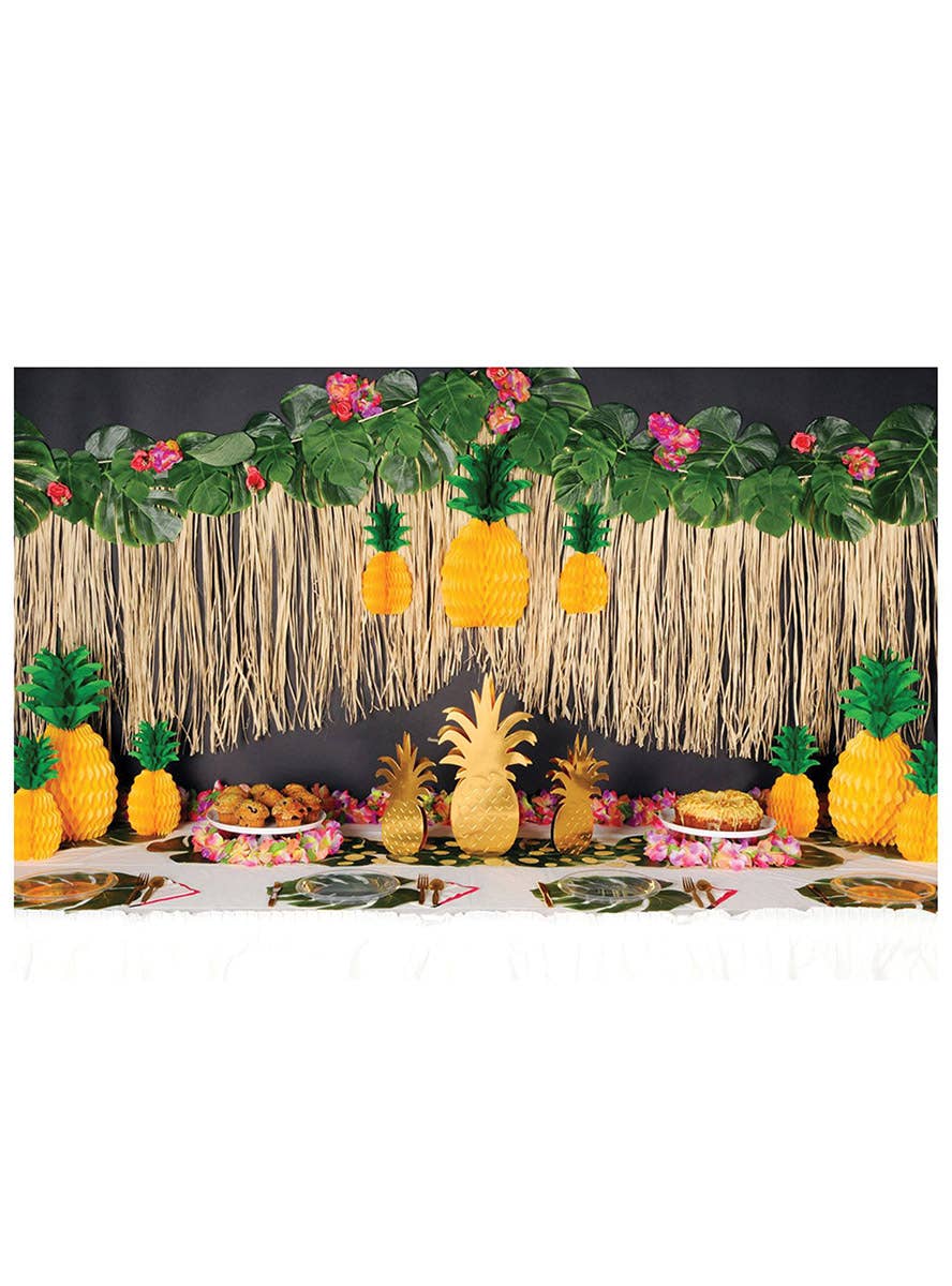 Image of Hawaiian Gold Foil Pineapple Cut Out Decorations - Party Decorations Image