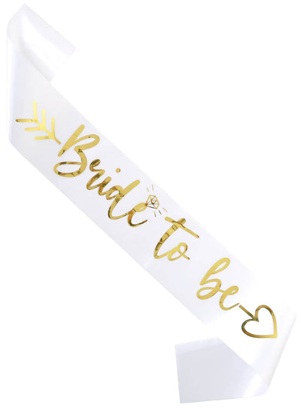 Image of Bride to Be Gold and White Hen's Party Sash