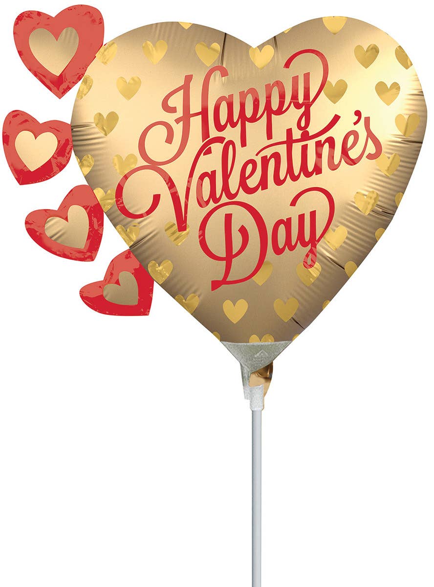 Image of Happy Valentines Day Gold Hearts 22cm Foil Balloon