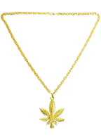 Image of Hippie Gold Marijuana Leaf Costume Necklace - Main Image