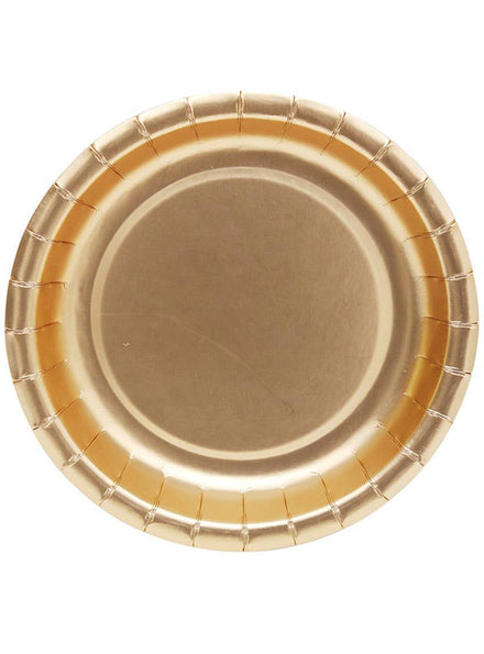 Image of Champagne Gold 12 Pack 18cm Round Paper Plates