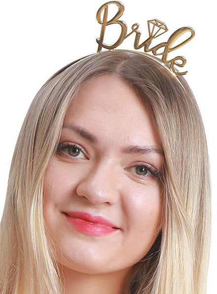 Image of Solid Gold Metal Hen's Night Bride Headband - Main Image