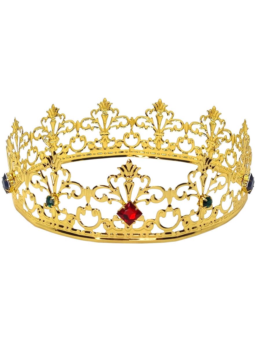 Image of Jewelled Gold Metal Filigree Costume Crown