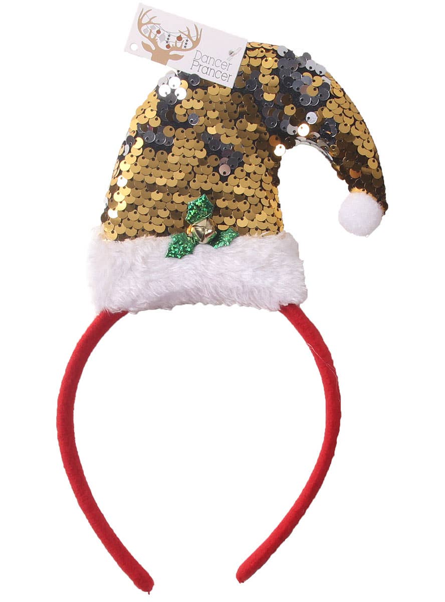 Image of Mini Gold Sequin Santa Hat Christmas Headband