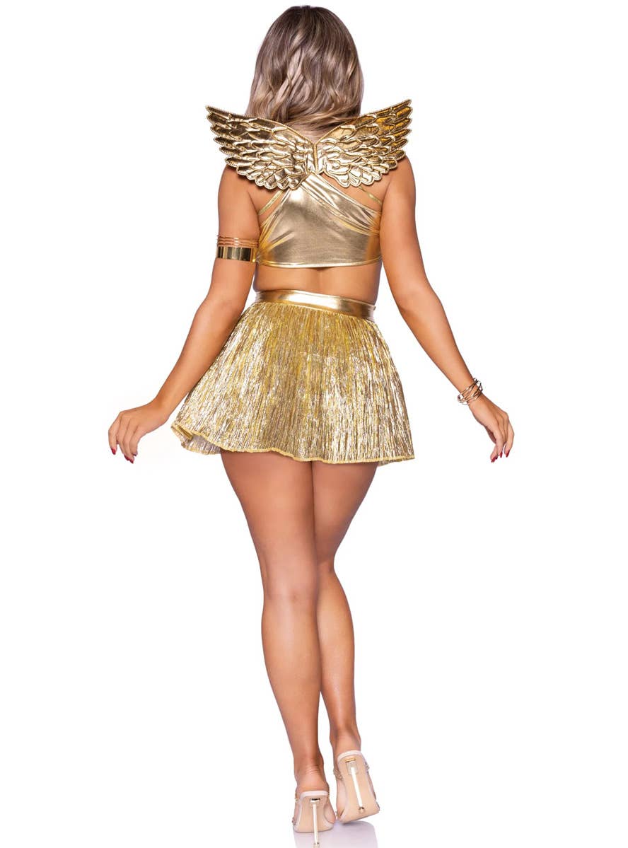 Image of Golden Angel Women's Sexy Gold Goddess Costume - Back View