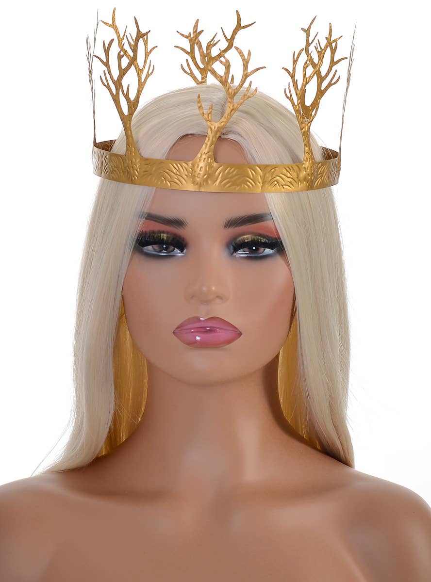 Image of Golden Metal Look Forest Queen Costume Crown - Alternate Image