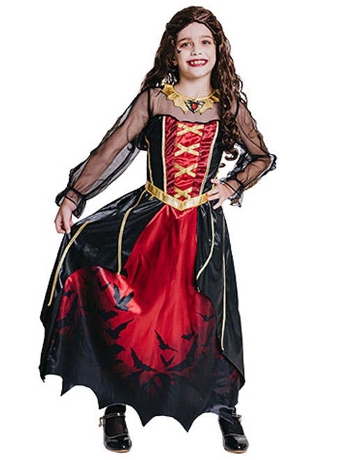 Image of Gothic Vampiress Queen Girl's Halloween Costume