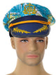 Image Of Tropical Hawaiian Print Blue Navy Captain Costume Hat