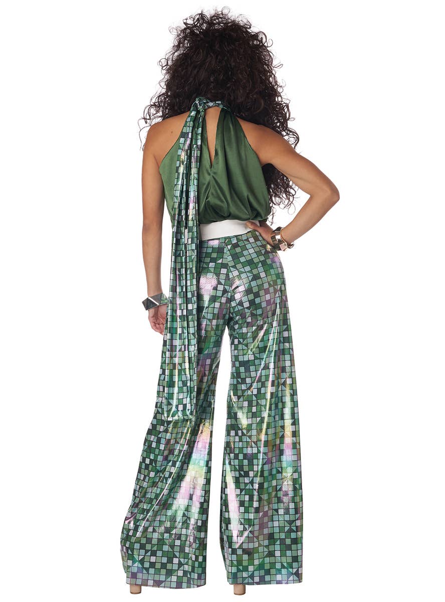 970's Two Piece Chequered Green Womens Disco Costume - Alternative  Back Image