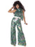 970's Two Piece Chequered Green Womens Disco Costume - Main Image