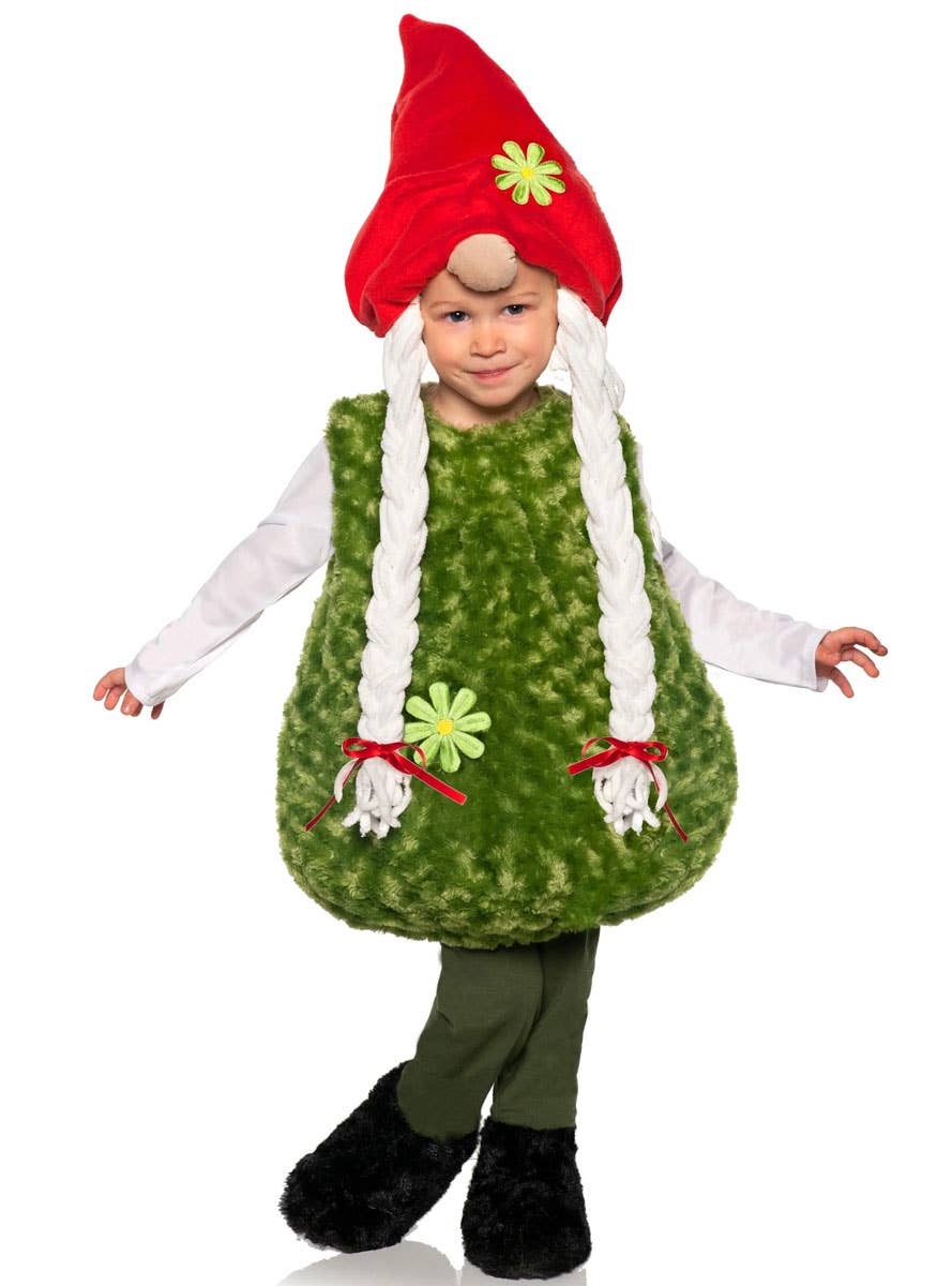 Image of Garden Gnome Girls Green Plush Belly Costume