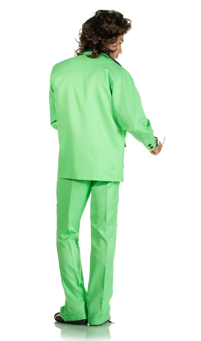 70s Disco Mens Lime Green Leisure Suit - Back Image