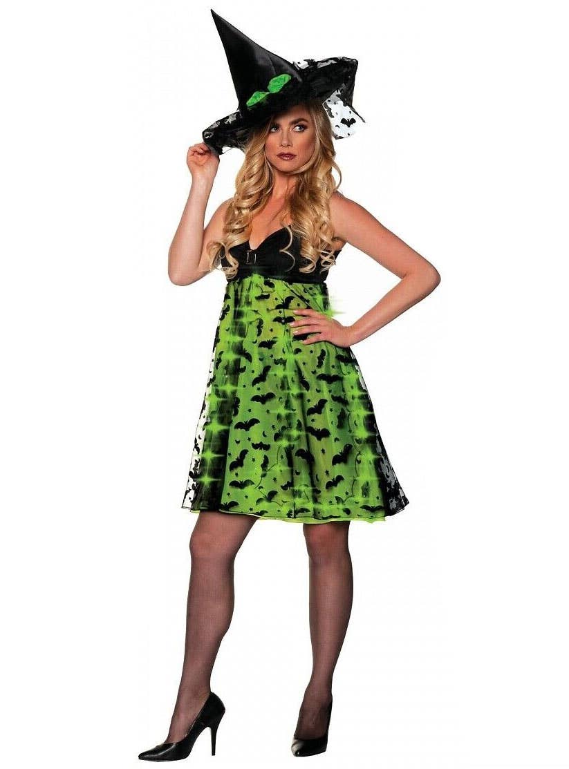 Image of Light Up Green Witch Womens Halloween Costume