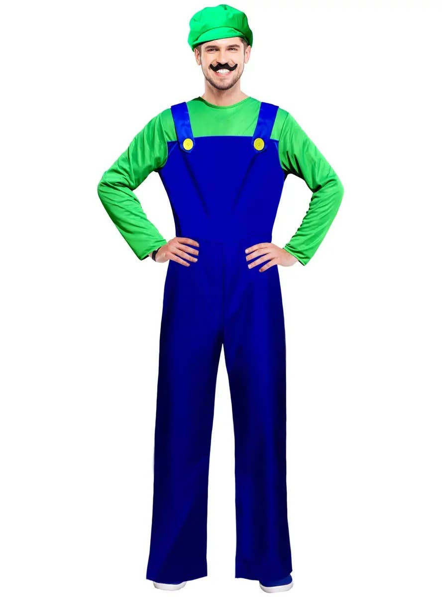 Image of Super Green Plumber Mens Plus Size Game Character Costume