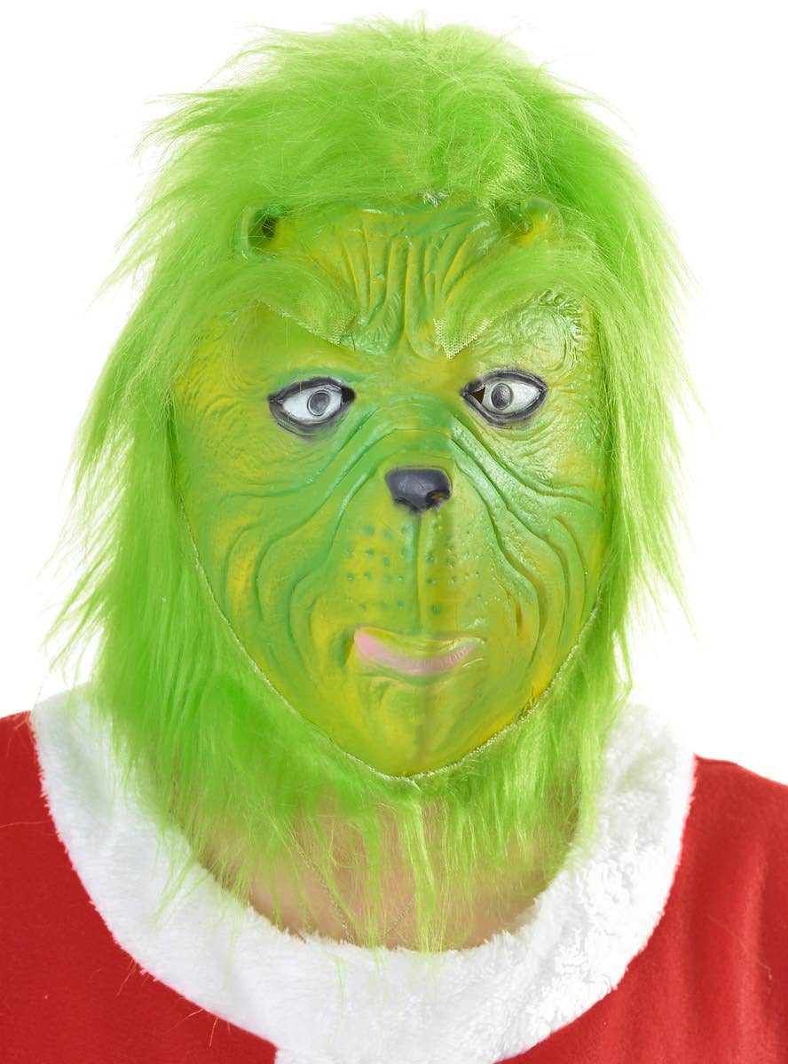 Image of Deluxe Full Head Green Grinch Christmas Costume Mask - Main Image