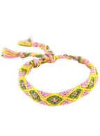 Image of Pastel Pink Green and Yellow Braided 1970s Hippie Costume Bracelet