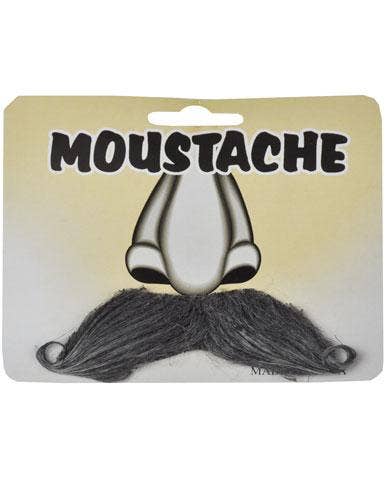 Fake Grey Curled Moustache | Stick On Grey Costume Moustache