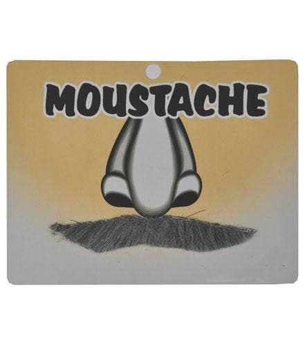 English Grey Fake Moustache | Stick On Grey Costume Moustache