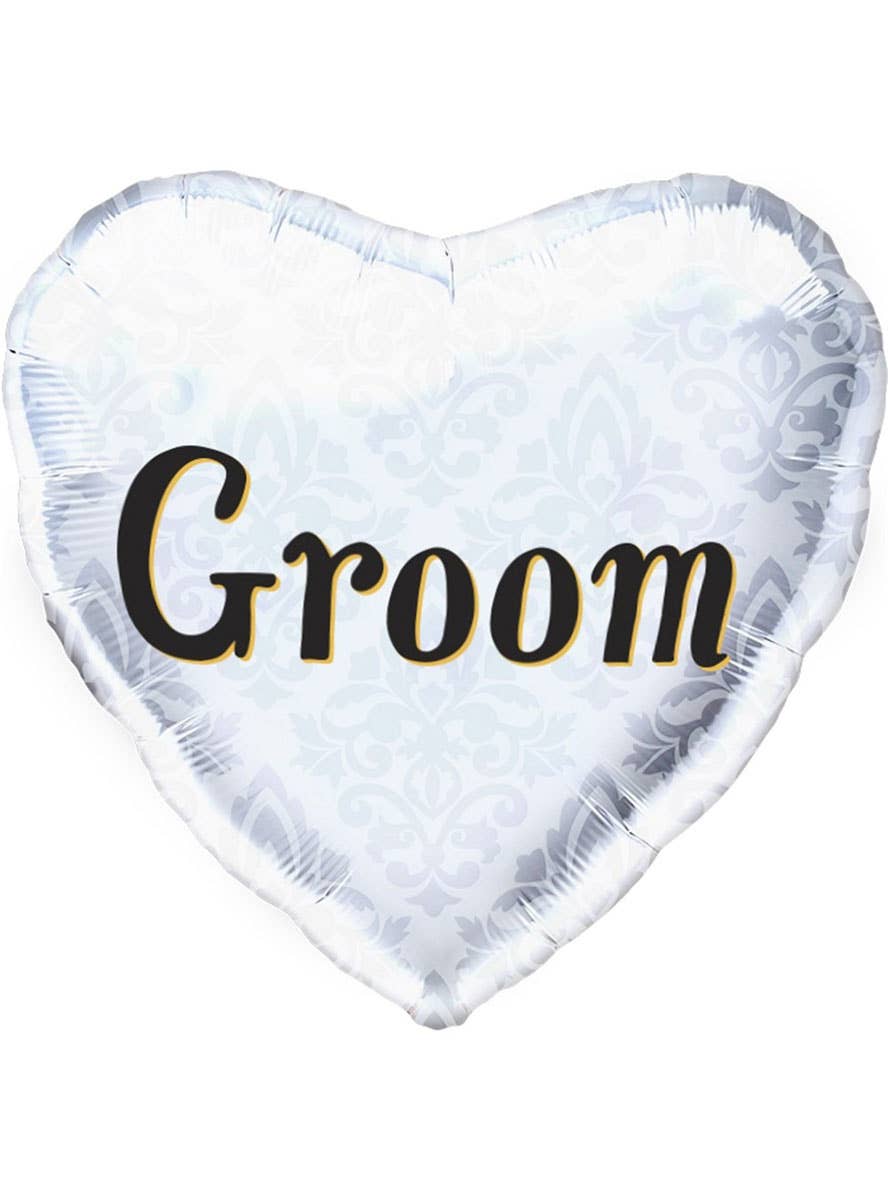 Image of Groom White Heart Shaped 45cm Foil Balloon
