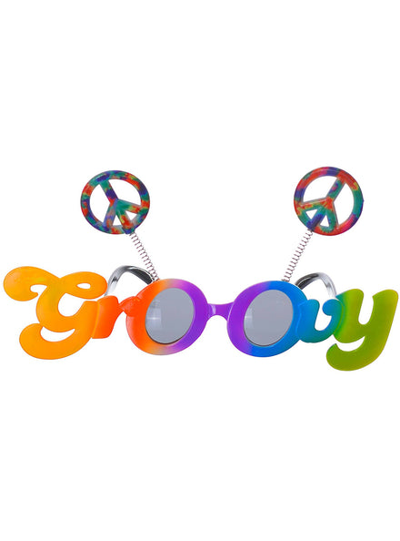 Giant Novelty 1970's Rainbow Peace Sign Costume Accessory Glasses 