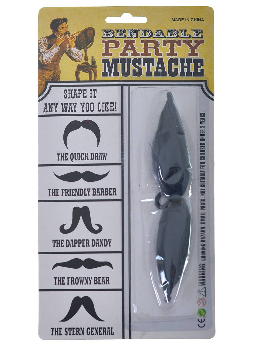 Bendable Black Moustache Costume Accessory