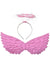 Mini Metallic Pink Angel Costume Wings with Halo