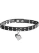 Black Leather Look Kitty Collar with Silver Heart Costume Choker