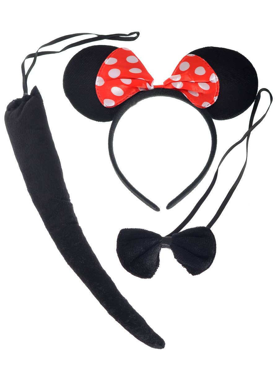 Kid's Minnie Mouse Style Headband, Bow Tie and Tail Accessory Set