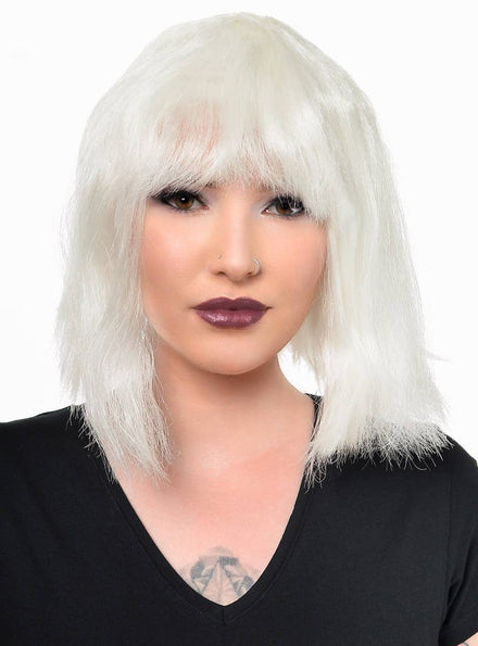 Womens Mid Length Glow in the Dark Bob Wig with Front Fringe - Main Image