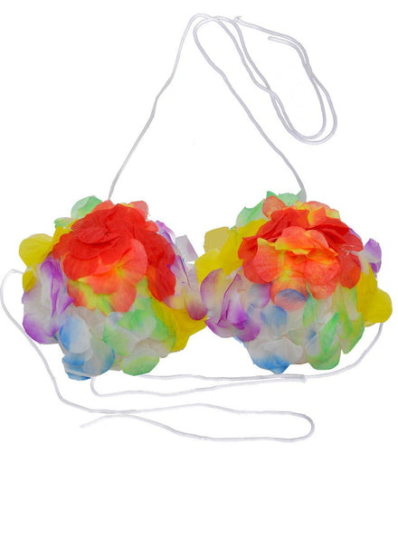 Rainbow Hawaiian Flower Bra Costume Accessory