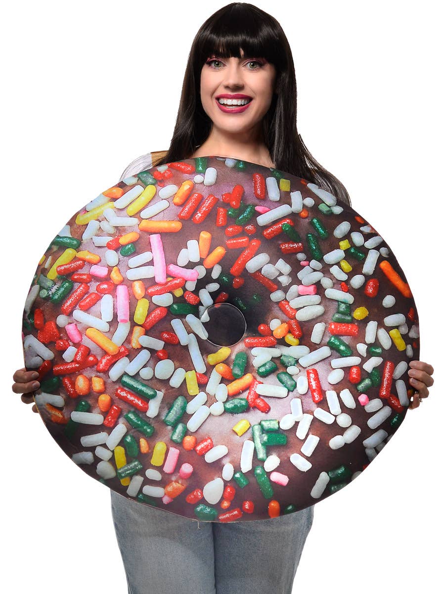 Adults Funny Chocolate Donut with Sprinkles Costume - Close Image