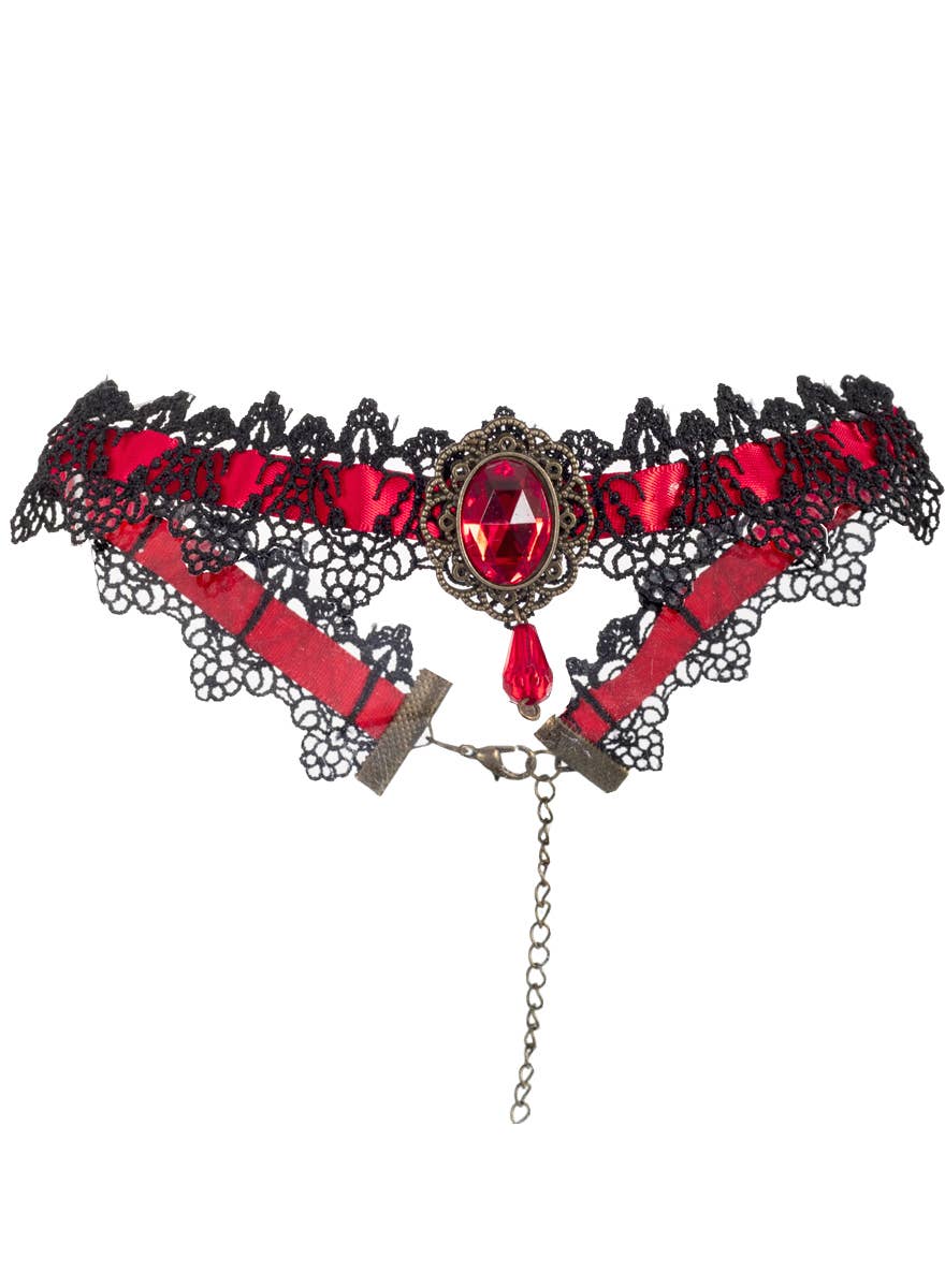 Gothic Black and Red Lace Choker Necklace