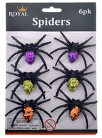 6 Glittery Spiders Halloween Decoration