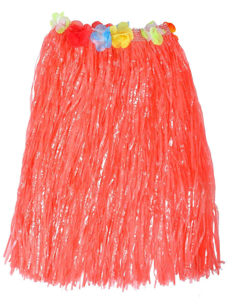 Red Hawaiian Grass Look Skirt | Hawaiian Hula Costume Skirt