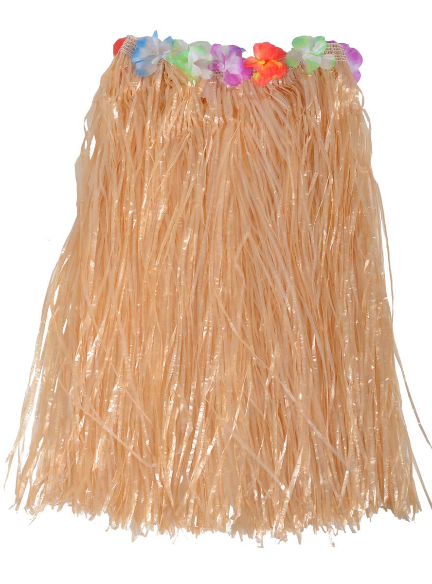 Natural Straw Coloured Mid-Length Hawaiian Hula Grass Skirt