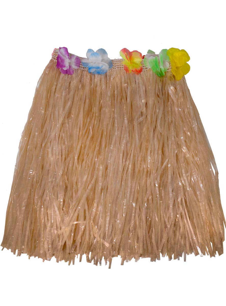 Natural Straw Coloured Short Hawaiian Luau Grass Skirt