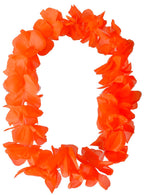 Neon Orange Floral Hawaiian Costume Lei