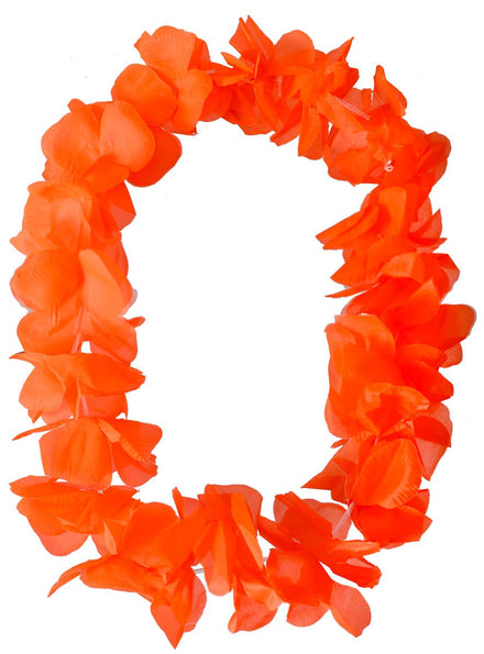 Neon Orange Floral Hawaiian Costume Lei