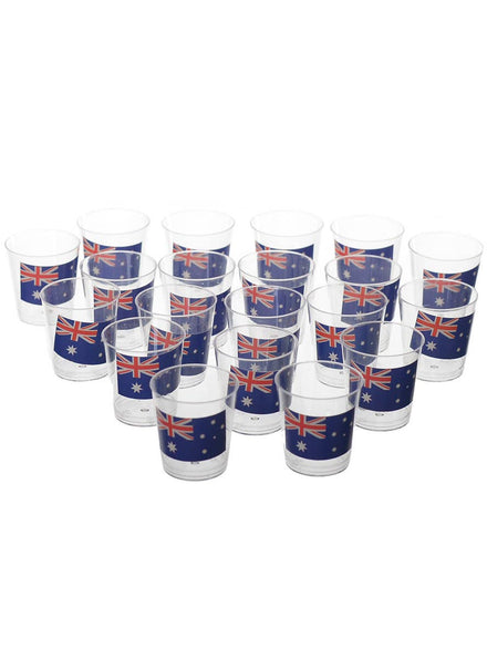 Set of 20 Plastic Australian Flag Print Shot Glasses