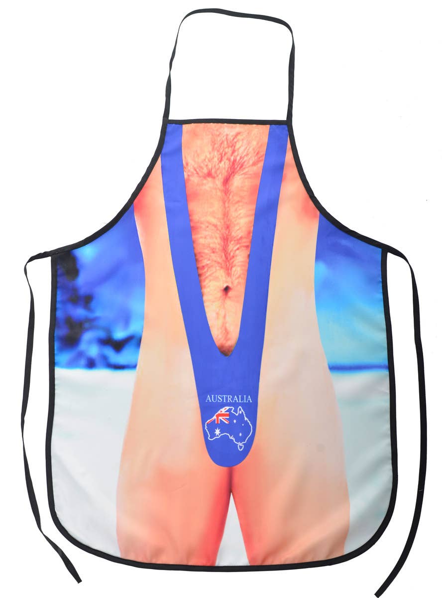 Funny Aussie Man in Australian Flag Print Mankini Costume Apron