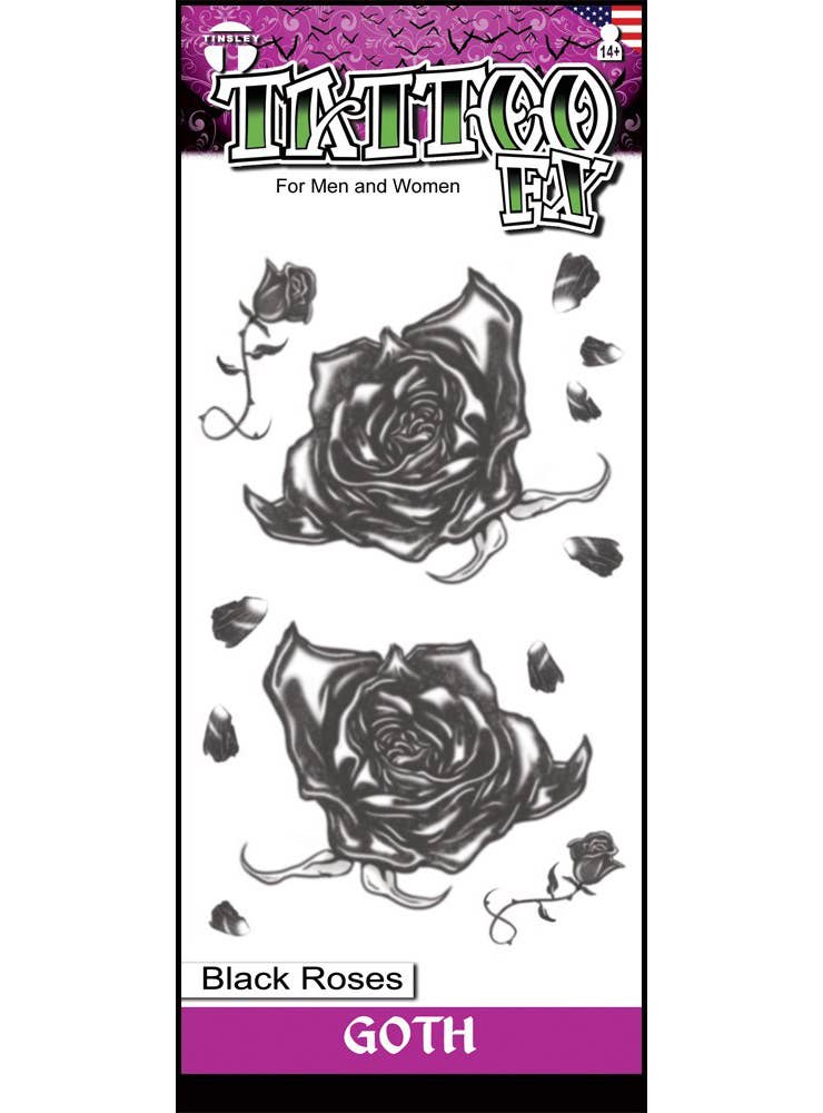 Tinsley Transfers Gothic Black Roses Temporary Tattoo - Main Image