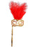 Image of Baroque Fantasy Hand-Held Red Feather Masquerade Mask