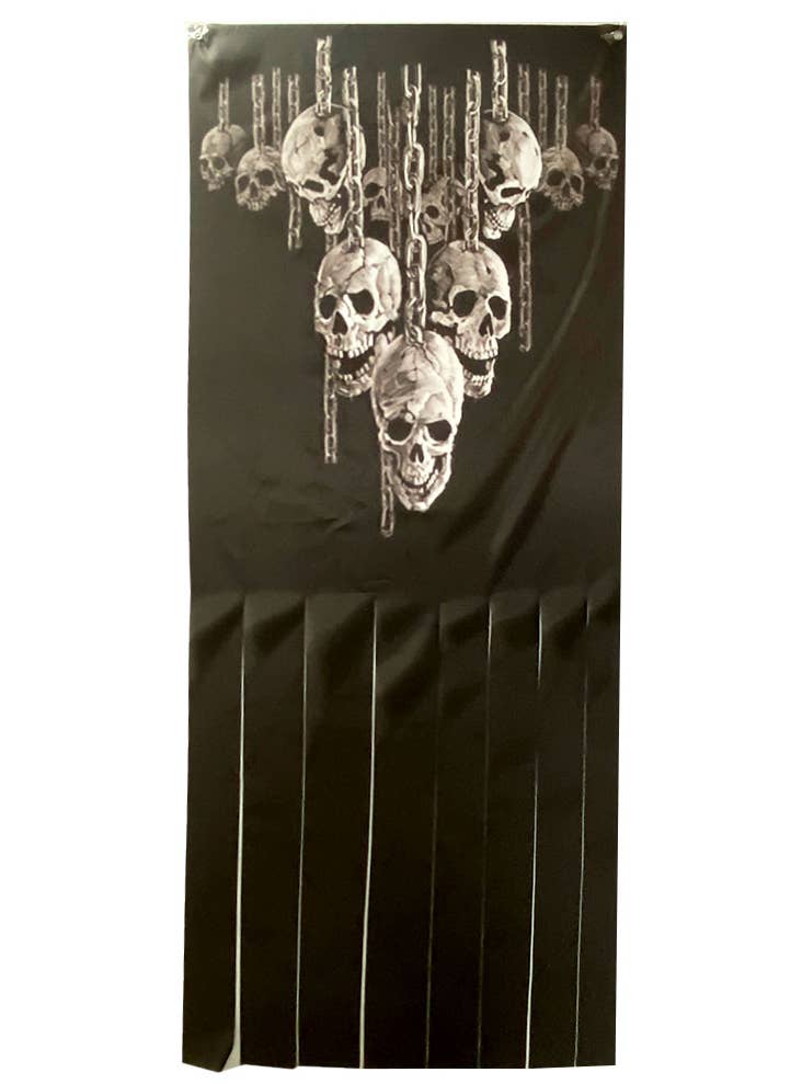 Image of Chained Skull Print Doorway Curtain Halloween Decoration - Main Image